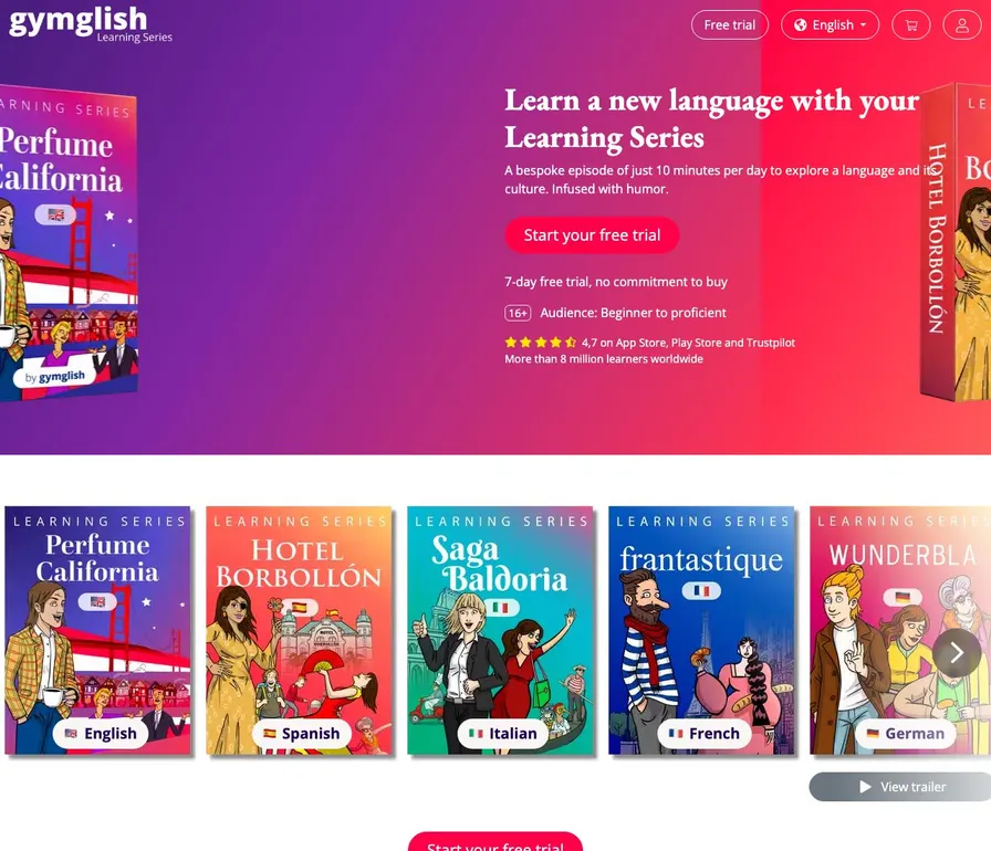 gymglish公式サイトの画面